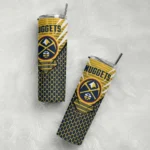 personalized denver nuggets chevron stripes blue skinny tumbler best selling 1.webp