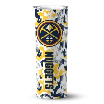 personalized denver nuggets claw marks blue white skinny tumbler best selling 1.webp