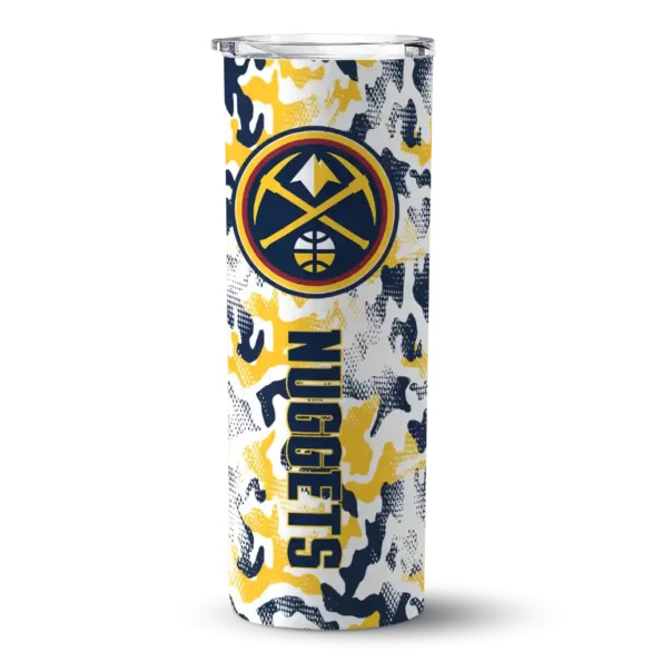 personalized denver nuggets claw marks blue white skinny tumbler best selling 1.webp