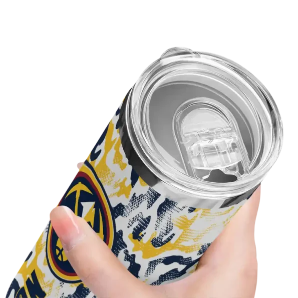 personalized denver nuggets claw marks blue white skinny tumbler high quality.webp
