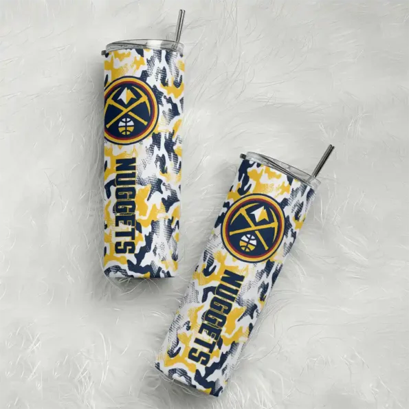 personalized denver nuggets claw marks blue white skinny tumbler top rated.webp