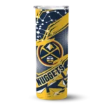 personalized denver nuggets helmet clash blue skinny tumbler best selling.webp