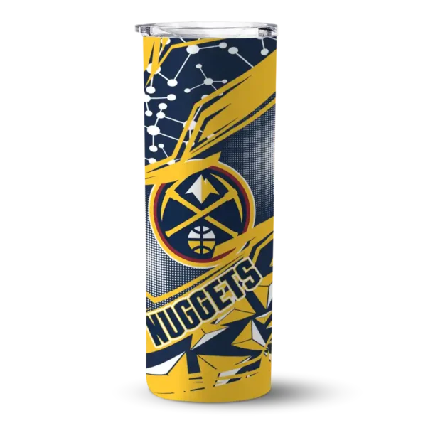 personalized denver nuggets helmet clash blue skinny tumbler best selling.webp