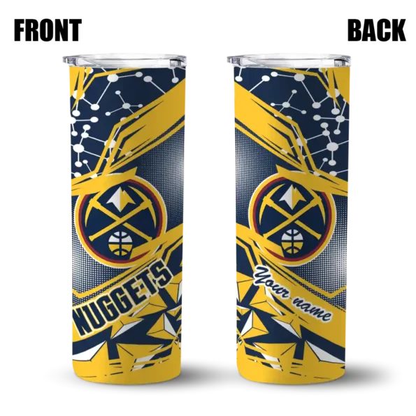 personalized denver nuggets helmet clash blue skinny tumbler fashion forward.webp