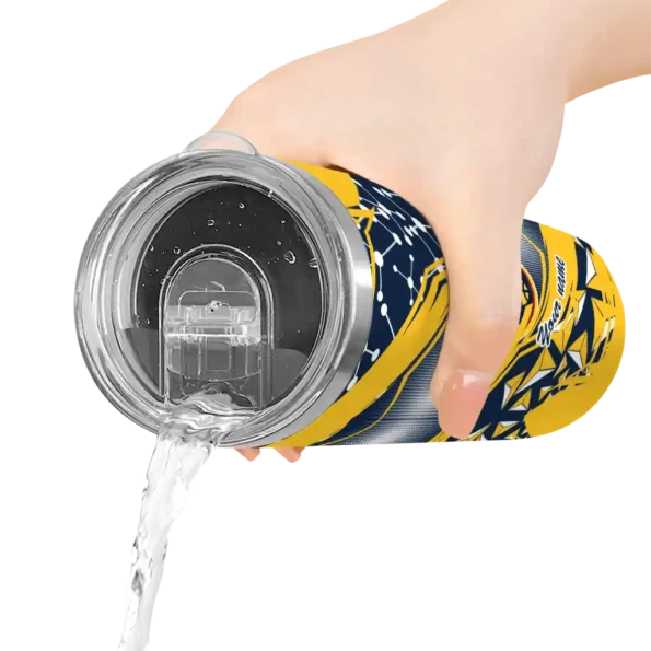 personalized denver nuggets helmet clash blue skinny tumbler latest model.webp