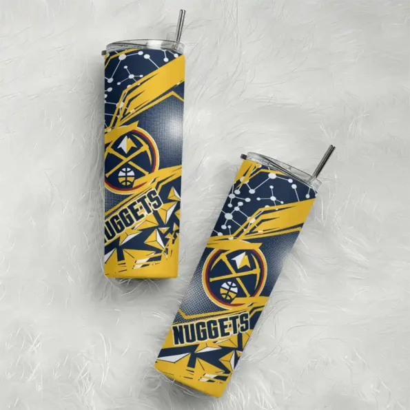 personalized denver nuggets helmet clash blue skinny tumbler top rated.webp