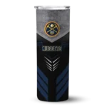 personalized denver nuggets hexagon honeycomb blue black skinny tumbler best selling 1.webp