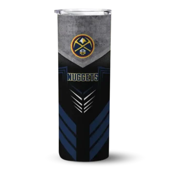 personalized denver nuggets hexagon honeycomb blue black skinny tumbler best selling 1.webp