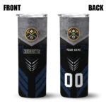 personalized denver nuggets hexagon honeycomb blue black skinny tumbler best selling 1.webp