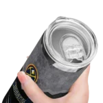personalized denver nuggets hexagon honeycomb blue black skinny tumbler best selling 1.webp