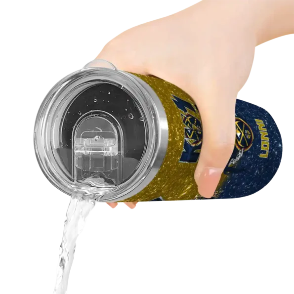 personalized denver nuggets kiss band yellow skinny tumbler latest model.webp