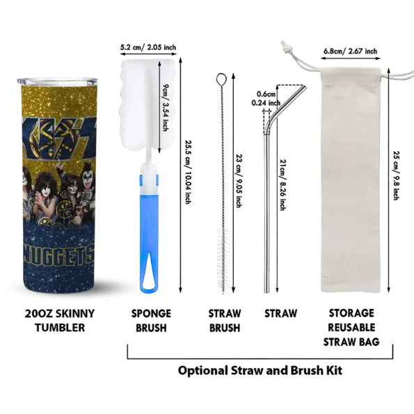 personalized denver nuggets kiss band yellow skinny tumbler new arrival.webp