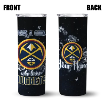 personalized denver nuggets rose romance blue black skinny tumbler fashion forward.webp