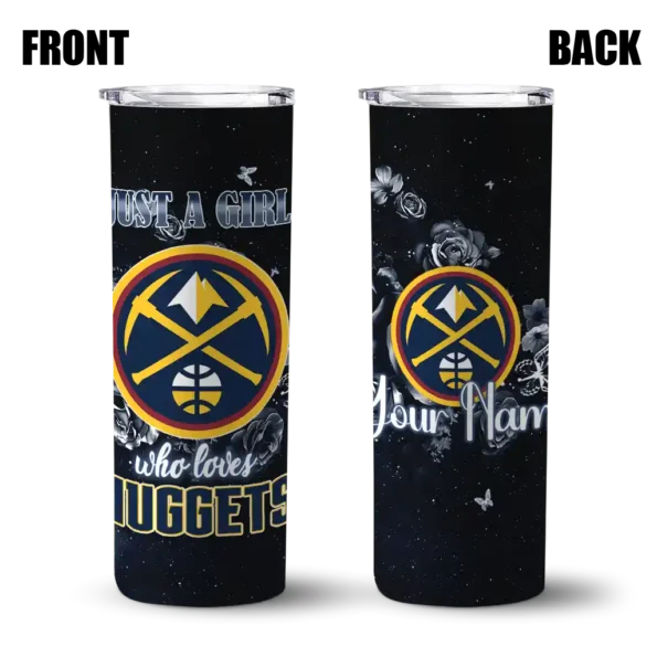 personalized denver nuggets rose romance blue black skinny tumbler fashion forward.webp