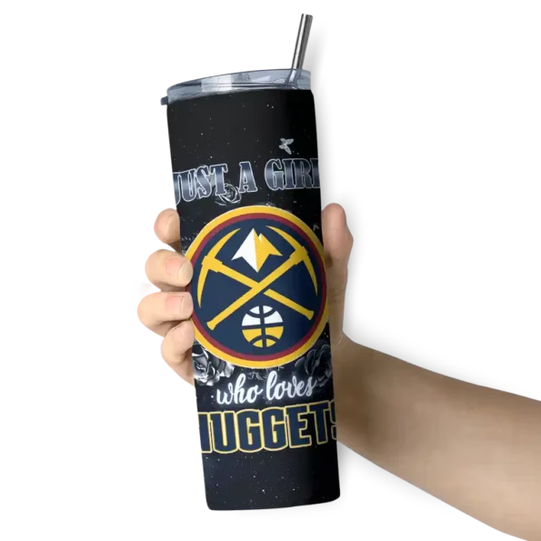 personalized denver nuggets rose romance blue black skinny tumbler premium grade.webp