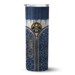 personalized denver nuggets sparkle drip blue skinny tumbler best selling 1.webp