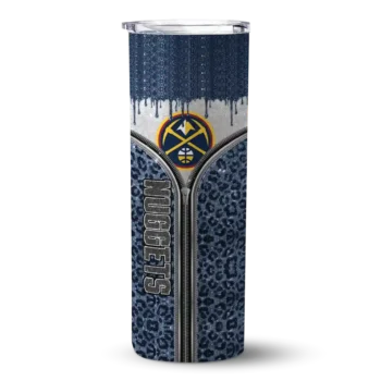 personalized denver nuggets sparkle drip blue skinny tumbler best selling 1.webp