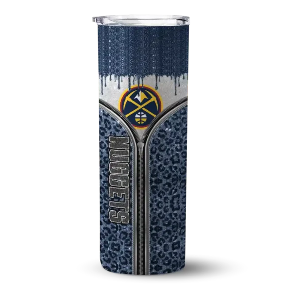 personalized denver nuggets sparkle drip blue skinny tumbler best selling 1.webp
