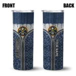 personalized denver nuggets sparkle drip blue skinny tumbler best selling 1.webp
