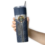 personalized denver nuggets sparkle drip blue skinny tumbler best selling 1.webp