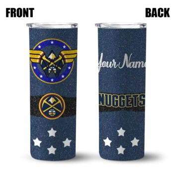personalized denver nuggets star cluster blue skinny tumbler fashion forward.webp