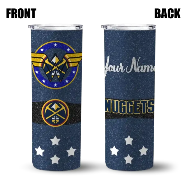 personalized denver nuggets star cluster blue skinny tumbler fashion forward.webp