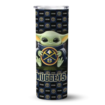 personalized denver nuggets yoda cozy blue black skinny tumbler best selling 1.webp