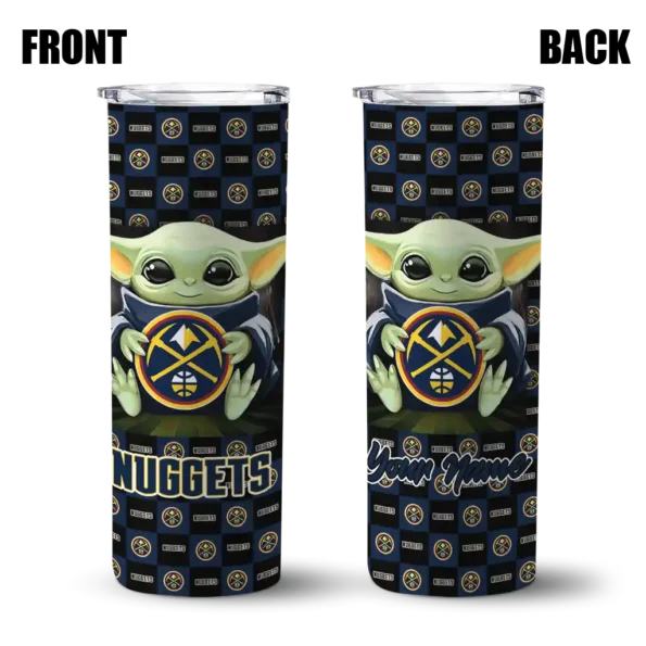 personalized denver nuggets yoda cozy blue black skinny tumbler fashion forward.webp