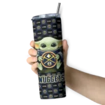 personalized denver nuggets yoda cozy blue black skinny tumbler best selling 1.webp