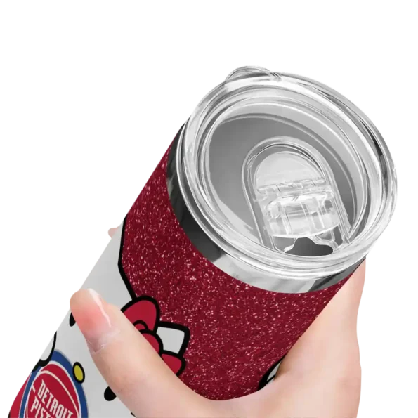 personalized detroit pistons hello kitty red black skinny tumbler high quality.webp