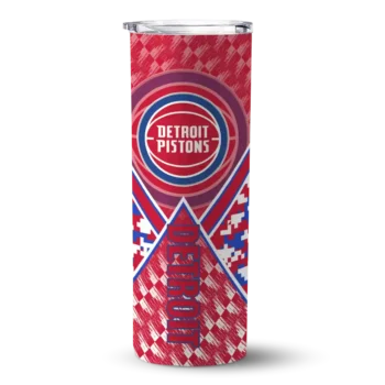 personalized detroit pistons monogram burst red white skinny tumbler best selling 1.webp