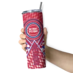 personalized detroit pistons monogram burst red white skinny tumbler best selling 1.webp