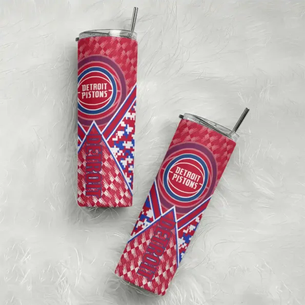 personalized detroit pistons monogram burst red white skinny tumbler top rated.webp