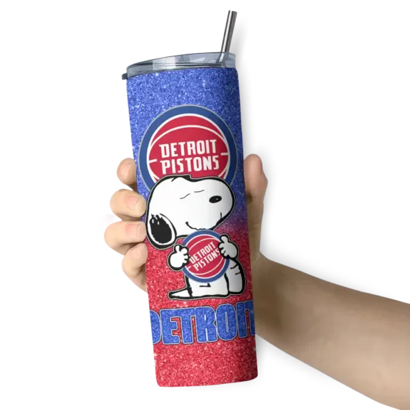 personalized detroit pistons snoopy attitude red skinny tumbler premium grade.webp