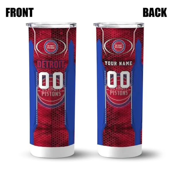 personalized detroit pistons stacked diamond red skinny tumbler fashion forward.webp