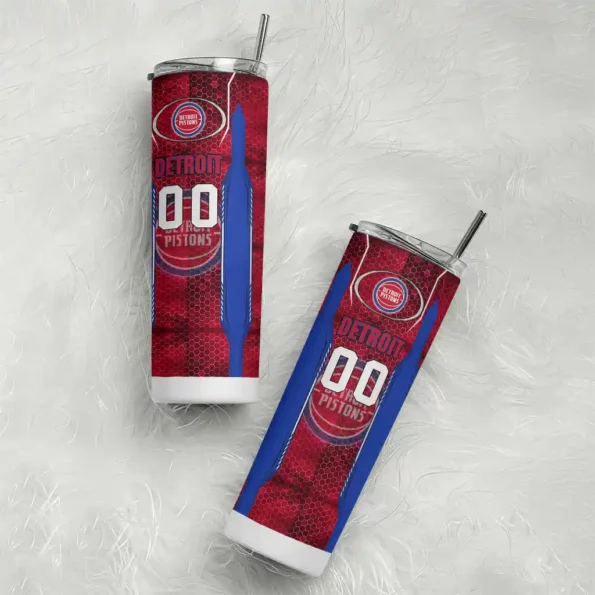 personalized detroit pistons stacked diamond red skinny tumbler top rated.webp
