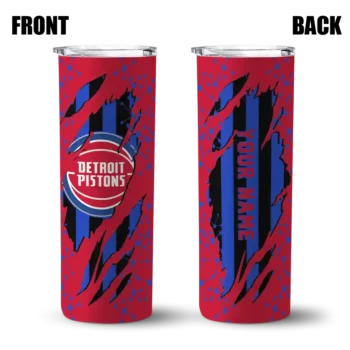 personalized detroit pistons star pop red black skinny tumbler fashion forward.webp
