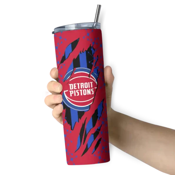 personalized detroit pistons star pop red black skinny tumbler premium grade.webp