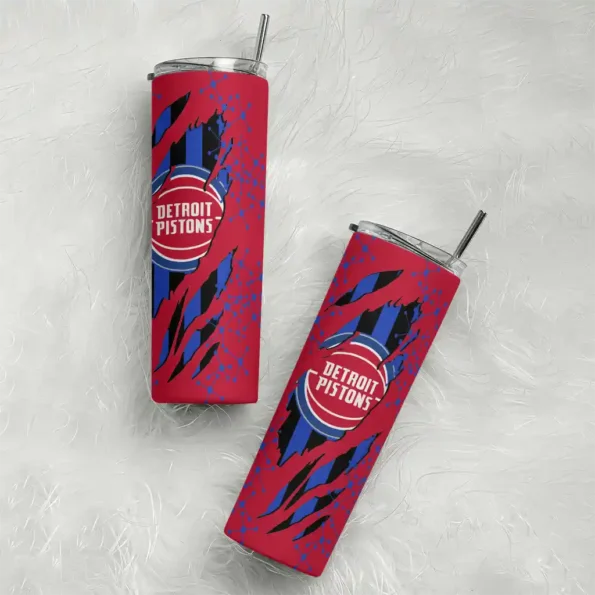 personalized detroit pistons star pop red black skinny tumbler top rated.webp