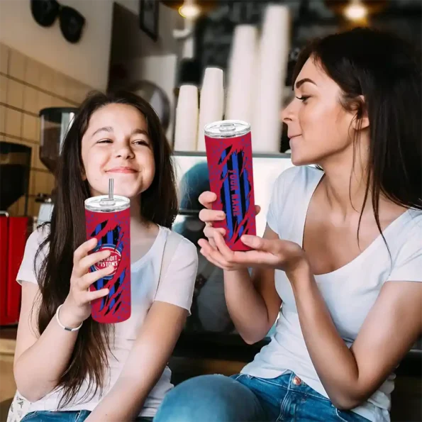 personalized detroit pistons star pop red black skinny tumbler trendy.webp