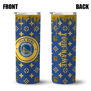 personalized golden state warriors camo streak blue skinny tumbler fashion forward.webp