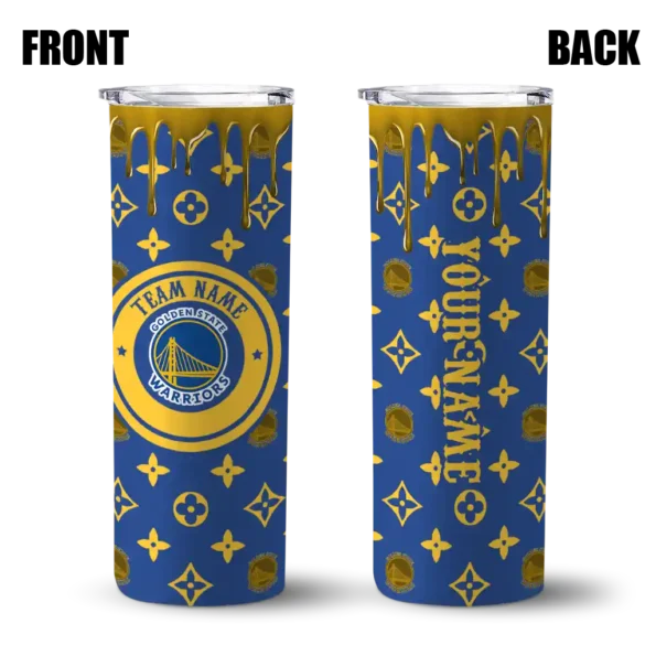 personalized golden state warriors camo streak blue skinny tumbler fashion forward.webp