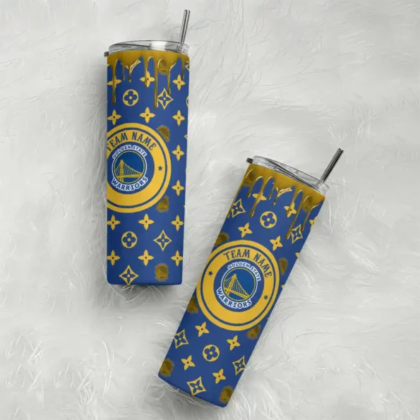 personalized golden state warriors camo streak blue skinny tumbler top rated.webp