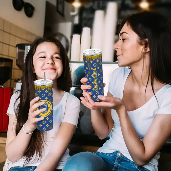personalized golden state warriors camo streak blue skinny tumbler trendy.webp