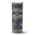personalized golden state warriors chevron v blue gray skinny tumbler best selling 1.webp
