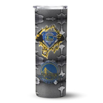 personalized golden state warriors chevron v blue gray skinny tumbler best selling 1.webp