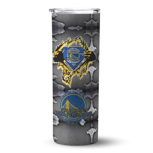 personalized golden state warriors chevron v blue gray skinny tumbler best selling 1.webp