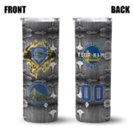 personalized golden state warriors chevron v blue gray skinny tumbler best selling 1.webp