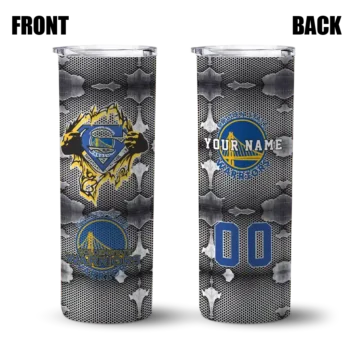 personalized golden state warriors chevron v blue gray skinny tumbler fashion forward.webp