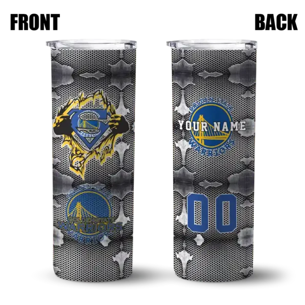 personalized golden state warriors chevron v blue gray skinny tumbler fashion forward.webp